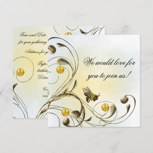 Honig-Biene Einladung (Vorne/Hinten)