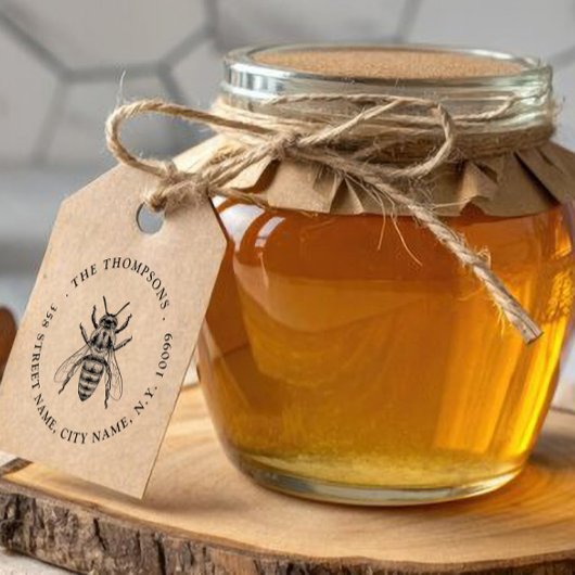 Honig Biene Familienname Vintage Gummistempel