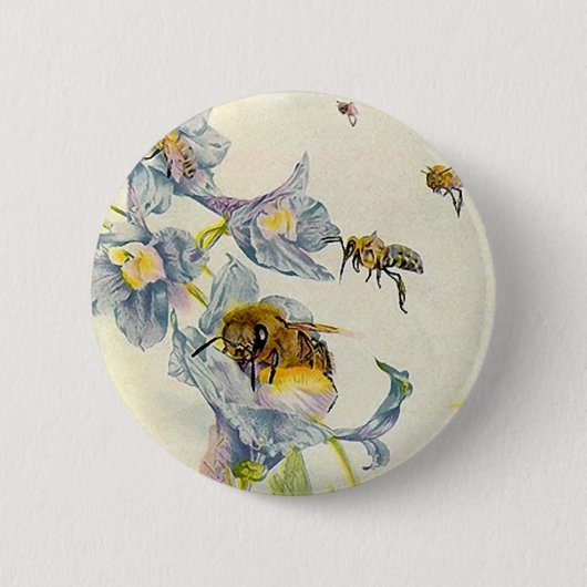 Honig-Bienen u. Winden-Blumen EZ2 fertigen Button (Vorderseite)
