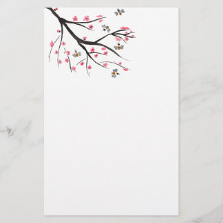 Honig-Bienen und Kirschblüten stationär Briefpapier