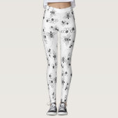 Honig-Bienen und Klee-Schwarzweiss-Leggings Leggings (Vorderseite)