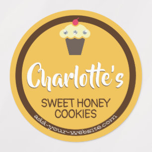 Honig Bright Yellow Cupcake Niedlich Baking Label Etiketten