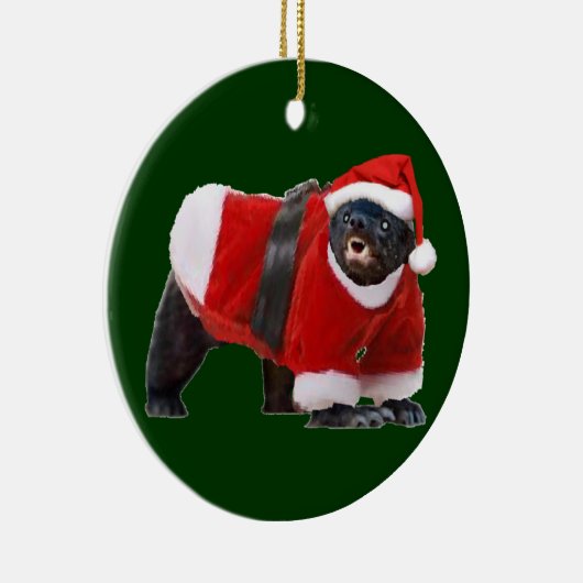 Honig-Dachs-Sankt-Weihnachtsbaum-Verzierung Keramikornament (Rechts)