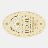 Honig Daisy und Bienen Gelb Ovaler Aufkleber (Vorderseite)