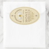 Honig Daisy und Bienen Gelb Ovaler Aufkleber (Tasche)