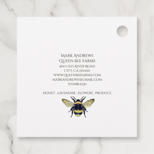 Honig der Königin Bee Crown Apiary Geschenkanhänger (Rückseite)