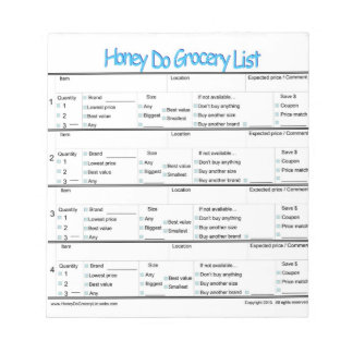 Honig do Lebensmittelliste ... Notizblock