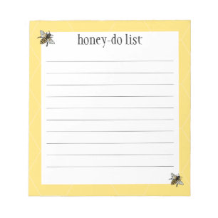 Honig-Do-To-Do-Liste Notizblock