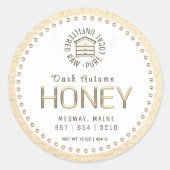Honig Gold 3D Text Raw Local Beehive Runder Aufkleber (Vorderseite)