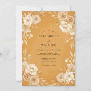 Honig-Gold verfeinerte herbstliche Hochzeit Einladung