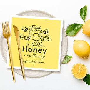 Honig Handgezeichnetes Glas Bienen Gelbe Babyparty Serviette