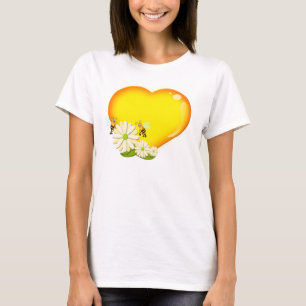 Honig-Herz, Bienen und Blumen T-Shirt