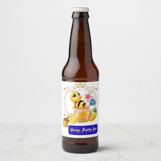 Honig, Hübsche Biene Bierflaschenetikett (Vorderseite)