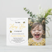 Honig ist der erste Geburtstag Einladung (Stehend Vorderseite)