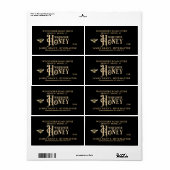 Honig-Jar-Label mit Bienen und Honig-Tropfen (Vorne)