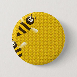 Honig-Kamm-gelbes Goldbienen-Bienen-Muster-Kunst Button