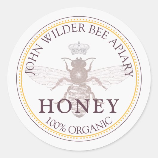 Honig Label Beekeeper Apiary Runder Aufkleber (Vorderseite)