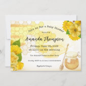 Honig mit Blume und Biene-Mama als Baby-Dusche Einladung (Vorderseite)