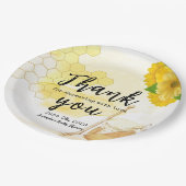 Honig mit Blume und Biene-Mama als Baby-Dusche Pappteller (Schrägansicht)