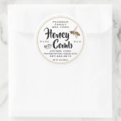 Honig mit Comb Label Flying Bee auf Weiß Runder Aufkleber (Tasche)