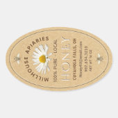 Honig mit Daisy und Bienen Kraft in einer Handflas Ovaler Aufkleber (Vorderseite)