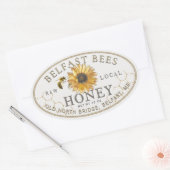 Honig mit Sonnenblume und Biene Ovaler Aufkleber (Umschlag)