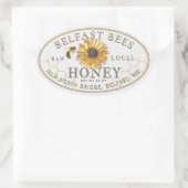 Honig mit Sonnenblume und Biene Ovaler Aufkleber (Tasche)