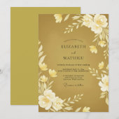 Honig-Ocker-Blättrige Hochzeit Einladung (Vorne/Hinten)