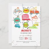 Honig piep in glücklichen Fahrzeugen Junge Geburts Einladung (Vorderseite)