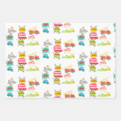 Honig piep in glücklichen Fahrzeugen Junge Geburts Geschenkpapier Set (Vorderseite 2)