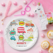 Honig piep in glücklichen Fahrzeugen Junge Geburts Pappteller (Party)