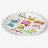 Honig piep in glücklichen Fahrzeugen Junge Geburts Pappteller (Schrägansicht)