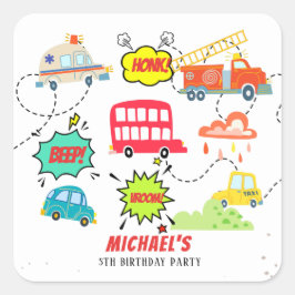 Honig piep in glücklichen Fahrzeugen Junge Geburts Quadratischer Aufkleber