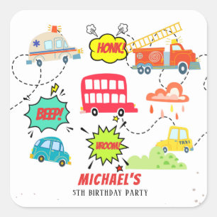 Honig piep in glücklichen Fahrzeugen Junge Geburts Quadratischer Aufkleber