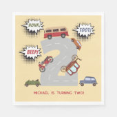 Honig Piepton Retrofahrzeuge zweite Junge Geburtst Serviette (Vorderseite)