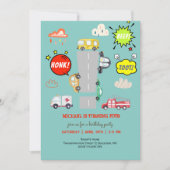 Honig Pieptoto Fahrzeuge Junge Geburtstag Einladung (Vorderseite)
