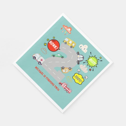 Honig Pieptoto Fahrzeuge Junge Geburtstag Serviette (Ecke)