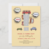 Honig Pieptoto Retrofahrzeuge Junge Geburtstag Einladung (Vorderseite)
