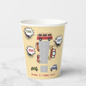 Honig Pieptoto Retrofahrzeuge Junge Geburtstag Pappbecher (Rückseite)