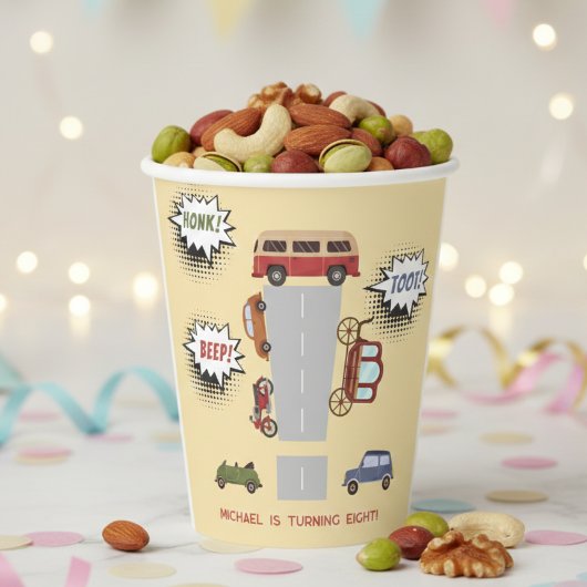 Honig Pieptoto Retrofahrzeuge Junge Geburtstag Pappbecher