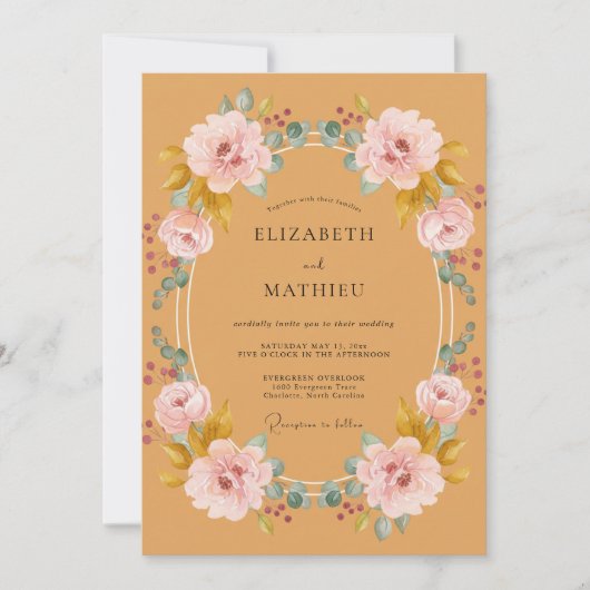 Honig-Rosé-Kranz-Hochzeit Einladung (Vorderseite)