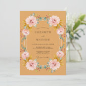 Honig-Rosé-Kranz-Hochzeit Einladung (Stehend Vorderseite)