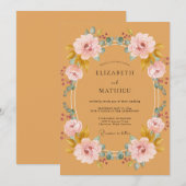 Honig-Rosé-Kranz-Hochzeit Einladung (Vorne/Hinten)