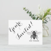 Honig Schwarze Hummel Arbeiterbiene Einladung (Stehend Vorderseite)