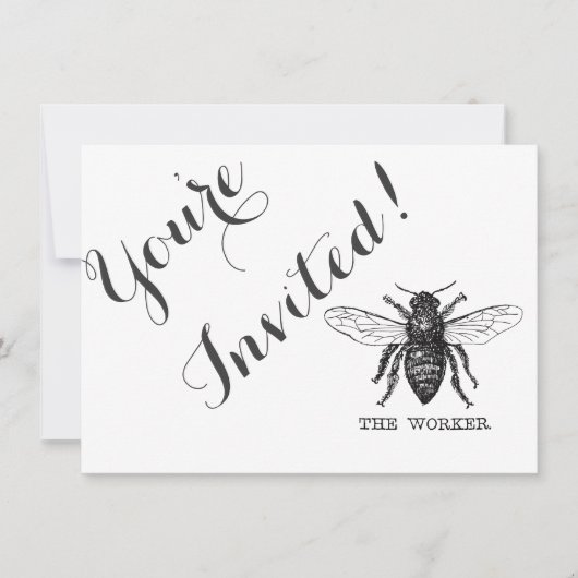 Honig Schwarze Hummel Arbeiterbiene Einladung (Vorderseite)