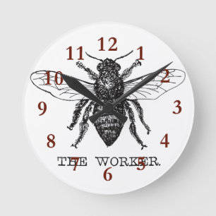 Honig Schwarze Hummel Arbeiterbiene Runde Wanduhr