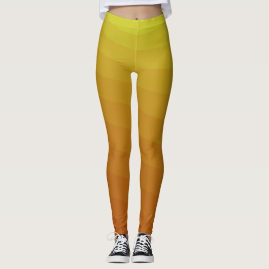 Honig Senf Gelb Gradient Strip Ombre Leggings (Vorderseite)