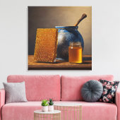 Honig Stillleben - verschmierte Canvas Print Leinwanddruck (Insitu (Wohnzimmer))
