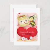 Honig und Biene kleine traditionelle Vintage Valen Einladung (Vorne/Hinten)