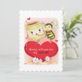 Honig und Biene Vintag Valentine Feiertagskarte (Stehend Vorderseite)